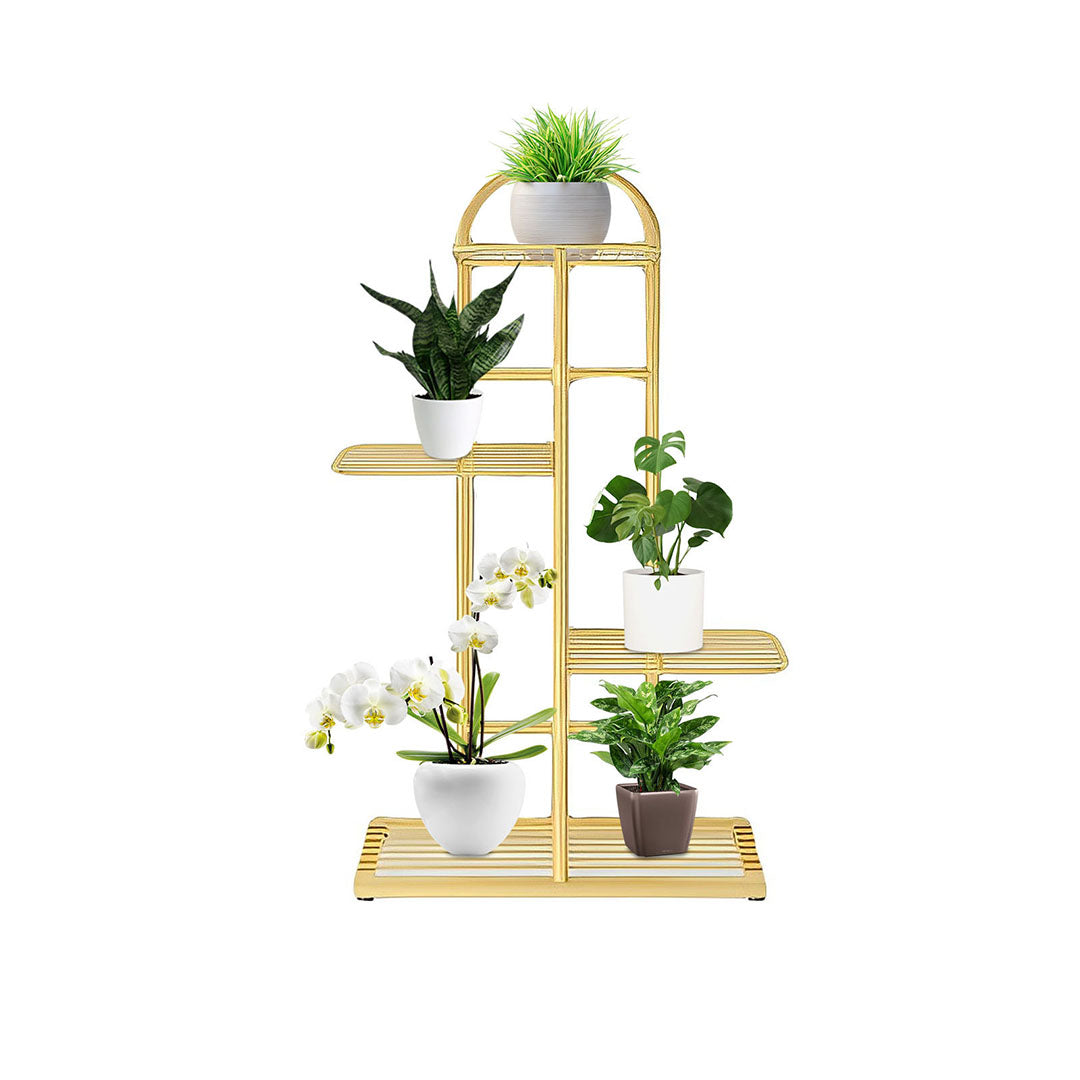 SOGA 4 Tier 5 Pots Gold Metal Plant Stand Flowerpot Display Shelf Rack Indoor Home Office Decor $ 55.50