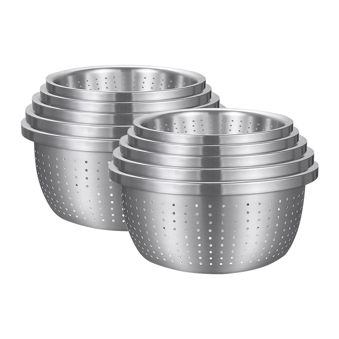 SOGA 2X Stainless Steel Nesting Basin Colander Perforated Kitchen Sink Washing Bowl Metal Basket Strainer Set of 5 $ 230.90