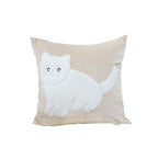 SOGA 45cm Throw Pillow Light Tan Square Cushion with Soft White Cat Design Decorative Home Decor $ 46.90