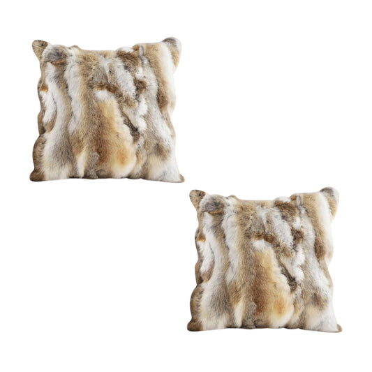 SOGA 2X 45cm Throw Pillow Coffee Rabbit Fur Square Warm Cozy Decorative Cushion Home Decor $ 172.90