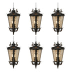 Vintage Lamp 6X 60.3cm Aluminum & Glass Lantern Elegant Chandelier Style Classic Hanging Light Antique-Inspired Design