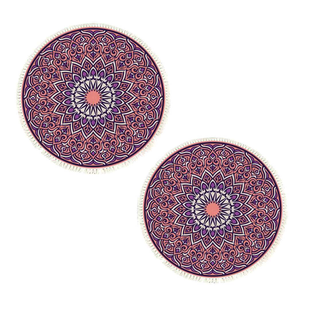 SOGA 2X 90cm Purple Mandala Round Carpet for Living Room Bedroom Anti-slip Doormat Home Decor $ 107.90