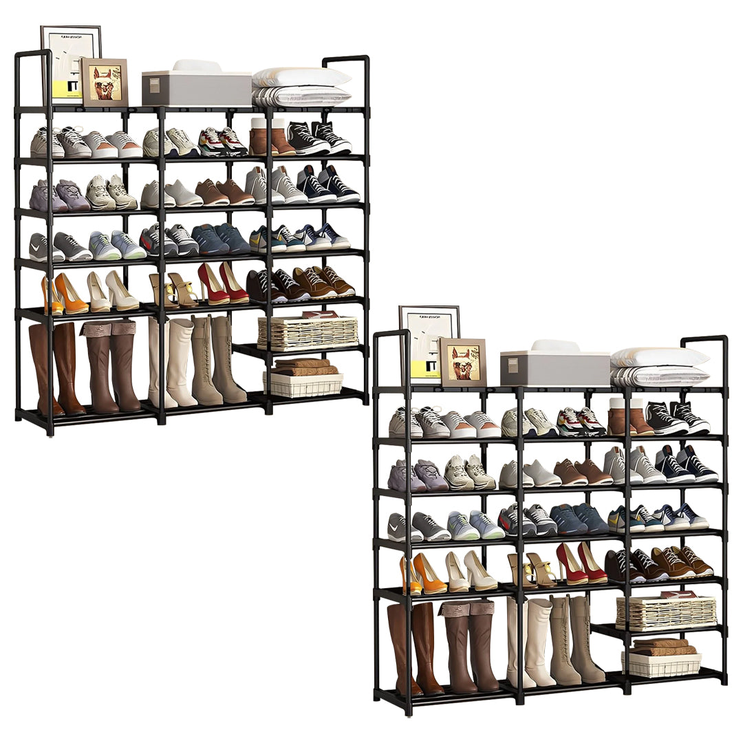 SOGA 2X 19-Shelf Tier Shoe Storage Shelf Space-Saving Caddy Rack Organiser with Handle