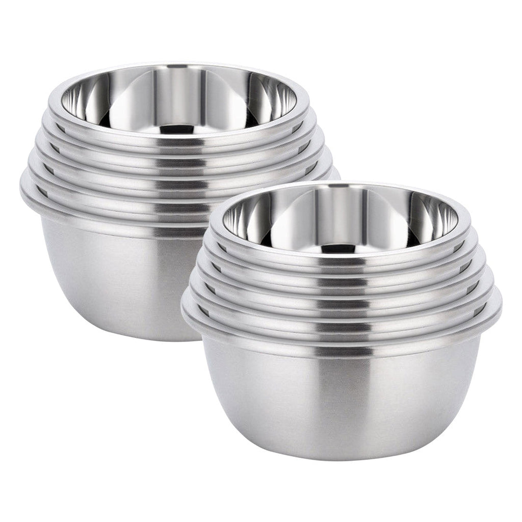 SOGA 2X 5Pcs Deepen Polished Stainless Steel Stackable Baking Washing Mixing Bowls Set Food Storage Basin $ 129.50