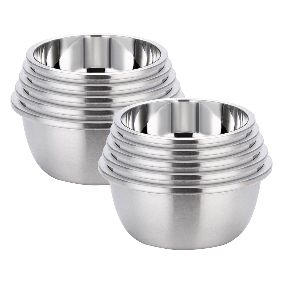 SOGA 2X 5Pcs Deepen Polished Stainless Steel Stackable Baking Washing Mixing Bowls Set Food Storage Basin $ 129.50