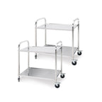SOGA 2X 2 Tier Food Cart Utility Small2 Tier 81x46x85cm Stainless Steel Kitchen Dining Food Cart Trolley Utility Round Small $ 435.50