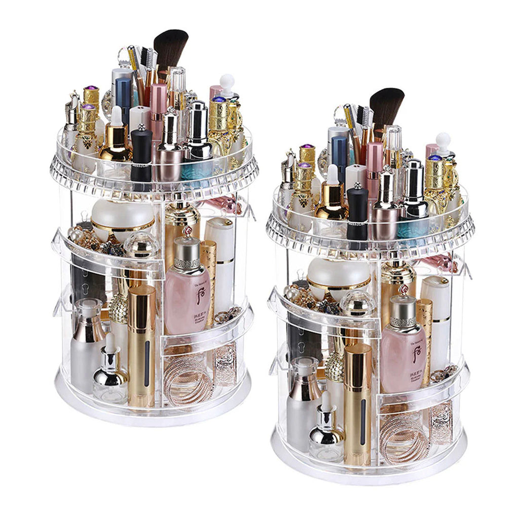 SOGA 2X 360 Degree Rotating Makeup Organizer Cosmetics Holder Display Stand Skincare Home Decor