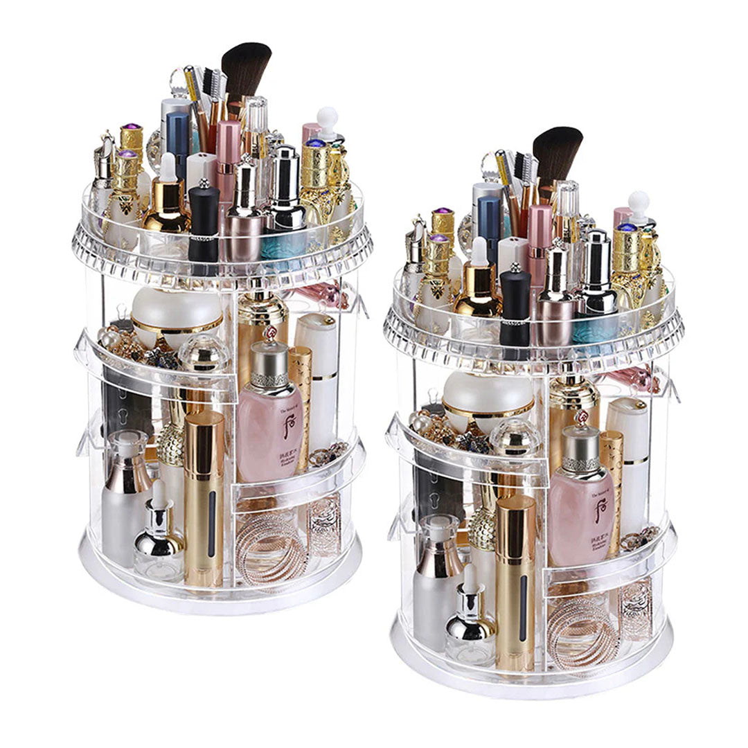 SOGA 2X 360 Degree Rotating Makeup Organizer Cosmetics Holder Display Stand Skincare Home Decor