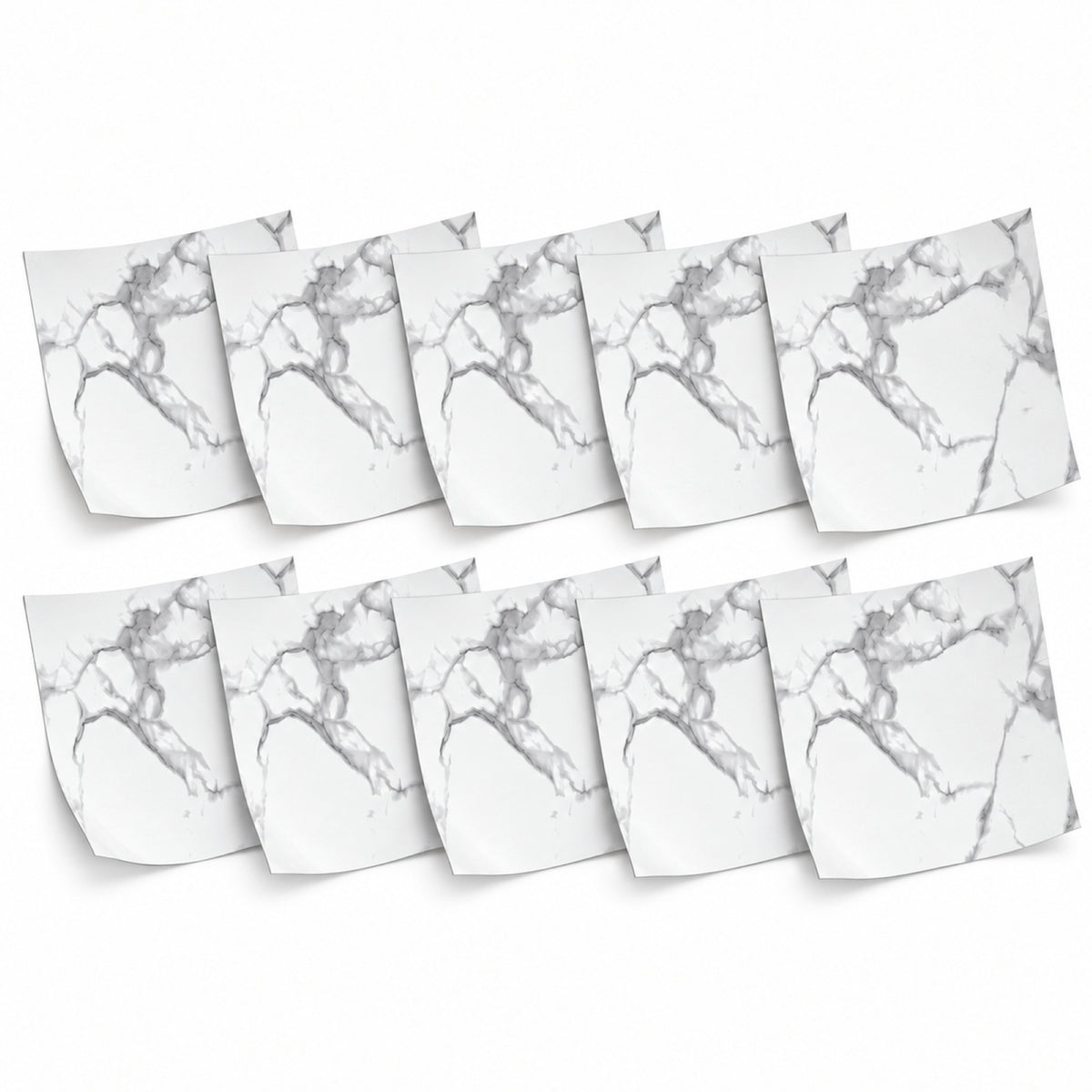 SOGA Peel & Stick Floor and Wall Tiles 60 x 60cm 10 Pack White Grey Faux Marble