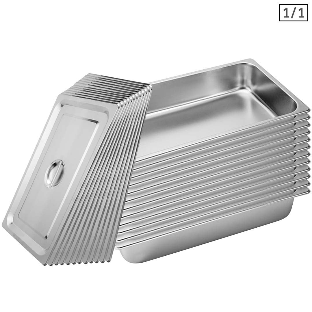 SOGA 12X Gastronorm GN Pan Full Size 1/1 GN Pan 10cm Deep Stainless Steel Tray With Lid $ 399.90