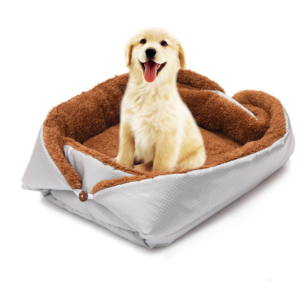 SOGA Silver Dual-purpose Cushion Nest Cat Dog Bed Warm Plush Kennel Mat Pet Home Travel Essentials $ 35.50