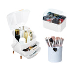 SOGA White Cosmetic Jewelry Storage Organiser Set Makeup Brush Lipstick Skincare Holder Jewelry Storage Box with Handle $ 91.50