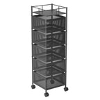 SOGA 5 Tier Steel Square Rotating Kitchen Cart Multi-Functional Shelves Storage Organizer with Wheels $ 127.90