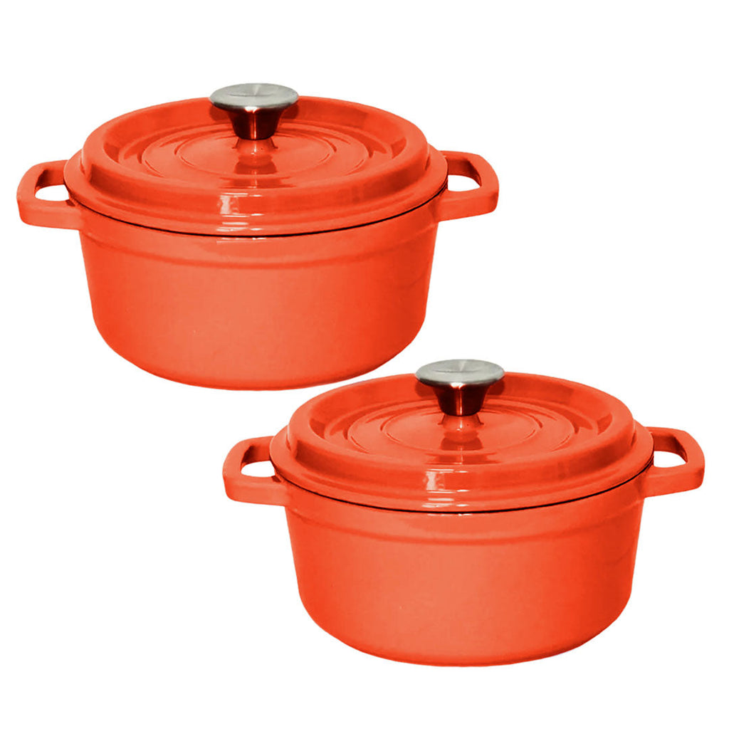 SOGA 2X Cast Iron 24cm Enamel Porcelain Stewpot Casserole Stew Cooking Pot With Lid Orange $ 215.50