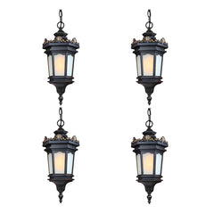 Vintage Lamp 4X 54.5cm Elegant Aluminum & Glass Lantern Chandelier Classic Hanging Light Fixture Antique Style
