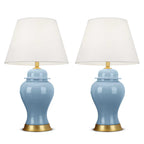 SOGA 2x Oval Ceramic Table Lamp with Gold Metal Base Desk Lamp Blue $ 410.90