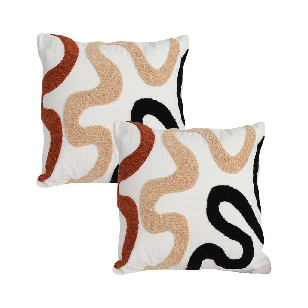 SOGA 2X 45cm Cream Black Geometric Squiggly Pattern Throw Pillow $ 129