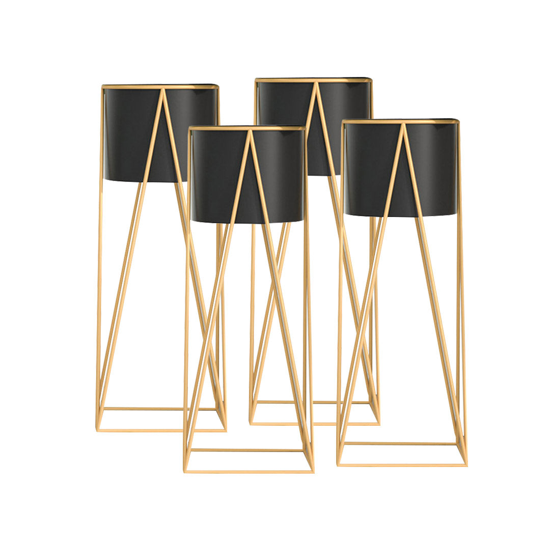 SOGA 4X 50cm Gold Metal Plant Stand with Black Flower Pot Holder Corner Shelving Rack Indoor Display $ 253.50
