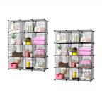 SOGA 2X Black Portable 12-Cube Storage Organiser Foldable DIY Modular Grid Space Saving Shelf $ 237.50