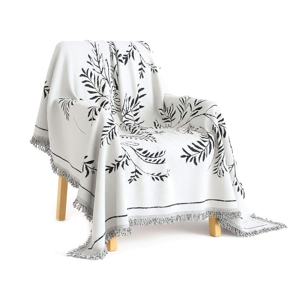 SOGA Two-seater White Sofa Cover Leaf Print 180x260cm Polyester $ 144.50