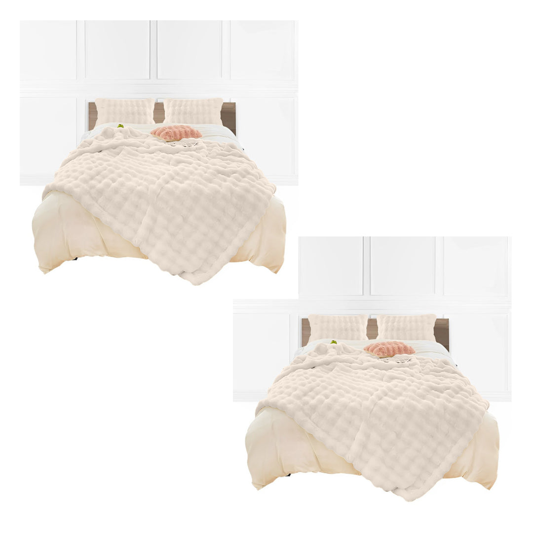SOGA 2X 150x200cm Throw Blanket White Double Layer Rabbit Fur Cozy Comfort with Stylish Decor $ 409.50