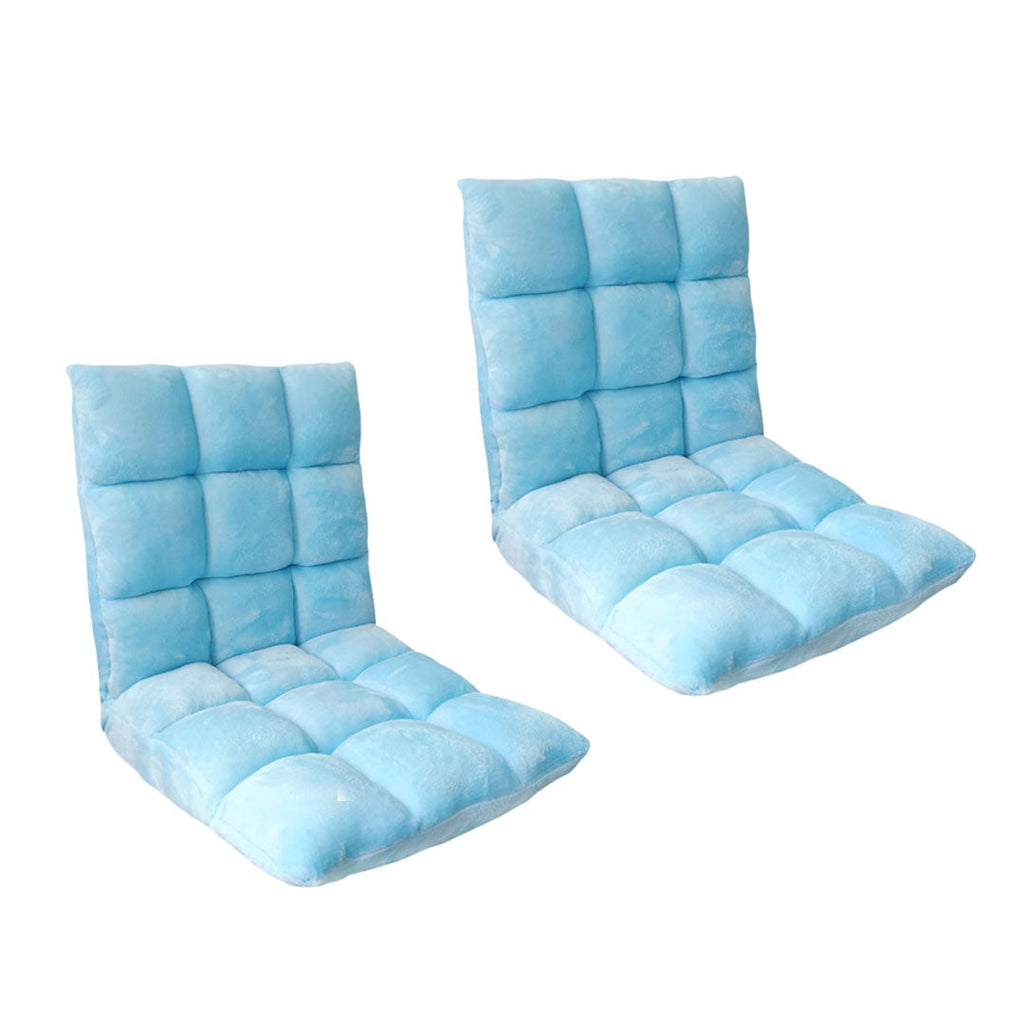 SOGA 2X Floor Recliner Collapsible Lounge Sofa Couch Folding Chair Cushion Light Blue $ 183.50