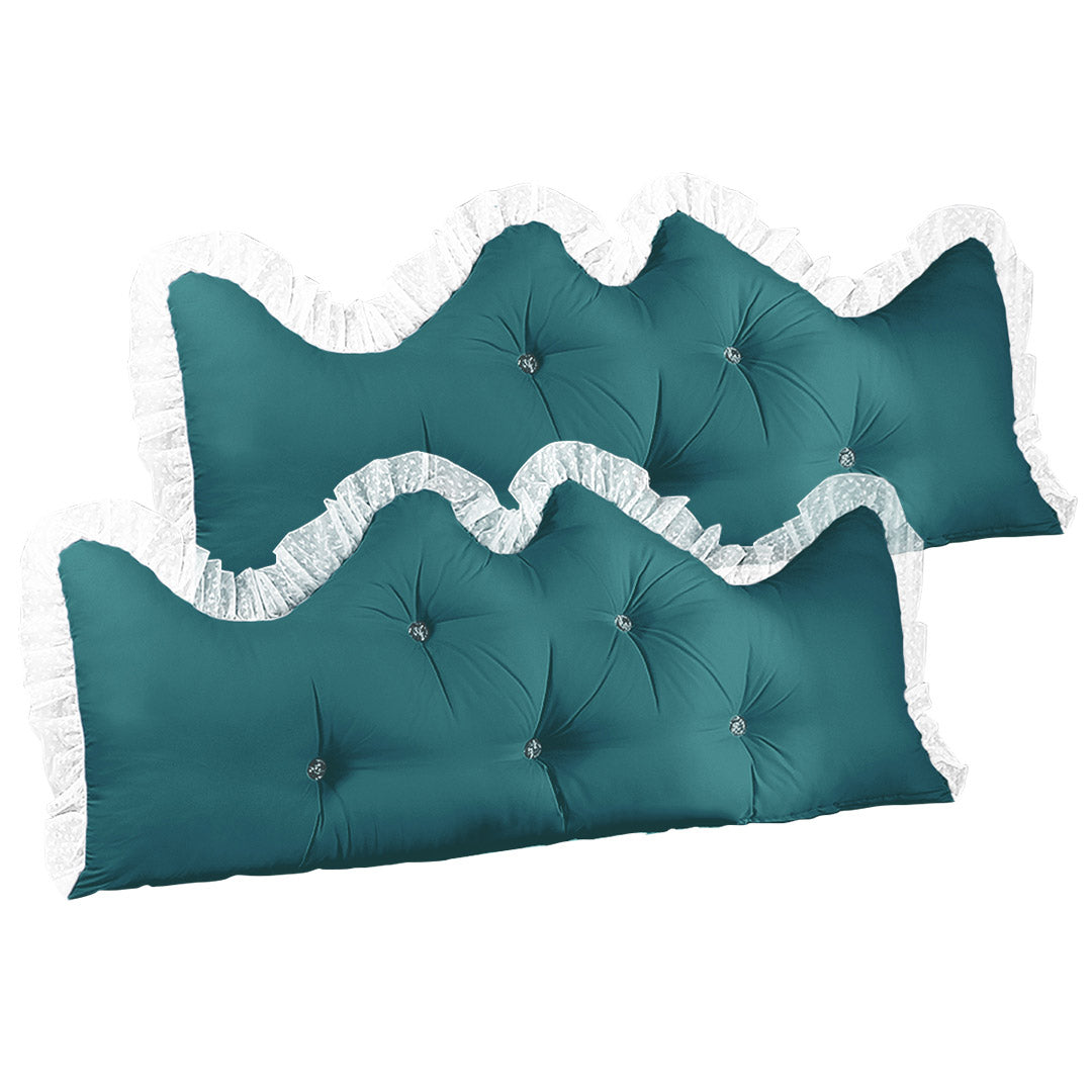 SOGA 2X 150cm Blue-Green Princess Bed Pillow Headboard Backrest Bedside Tatami Sofa Cushion with Ruffle Lace Home Decor $ 193.90
