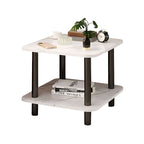 SOGA 70cm White Ceramic Table Stone Pattern Modern Design with Black Metal Legs $ 99.90