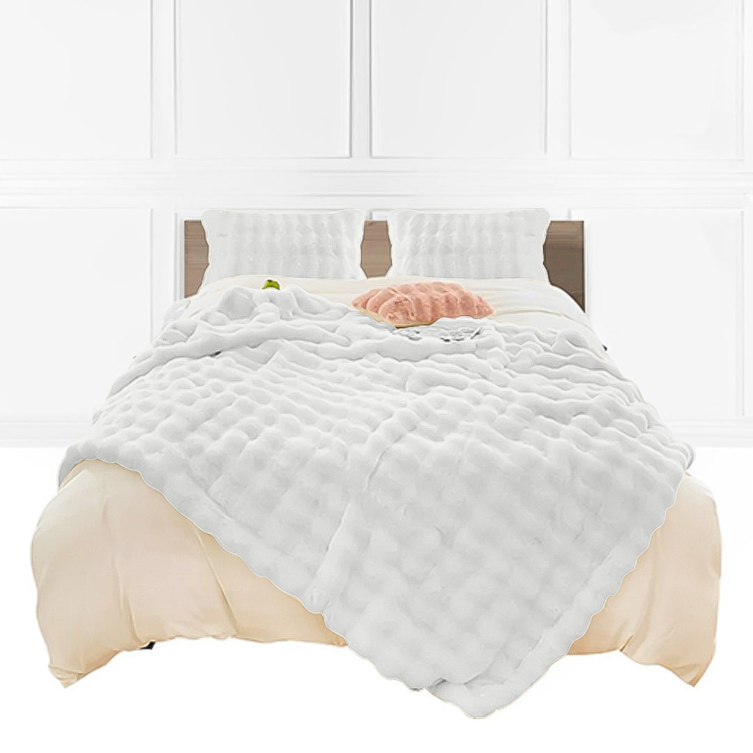 SOGA 160X200cm Throw Blanket White Double Layer Rabbit Fur Cozy Comfort with Stylish Decor $ 166.90