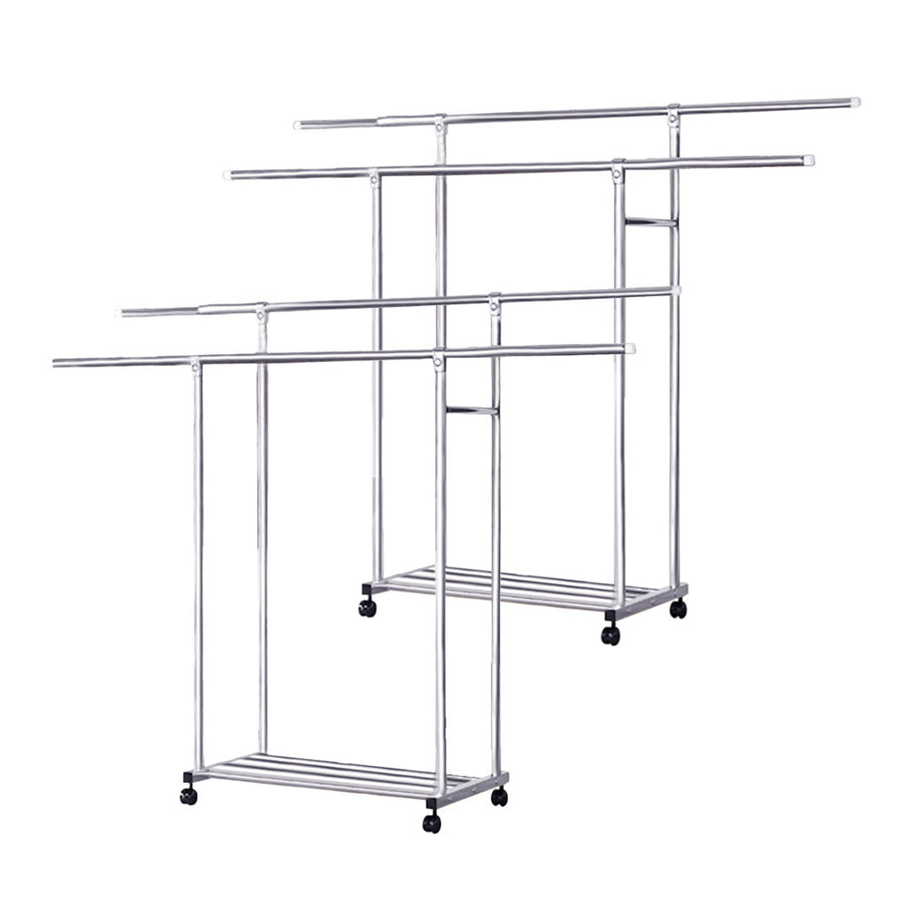 SOGA 2X 120cm Stainless Steel Floor-Standing Clothes Rack - Durable and Space-Saving Laundry Organizer $ 211.50