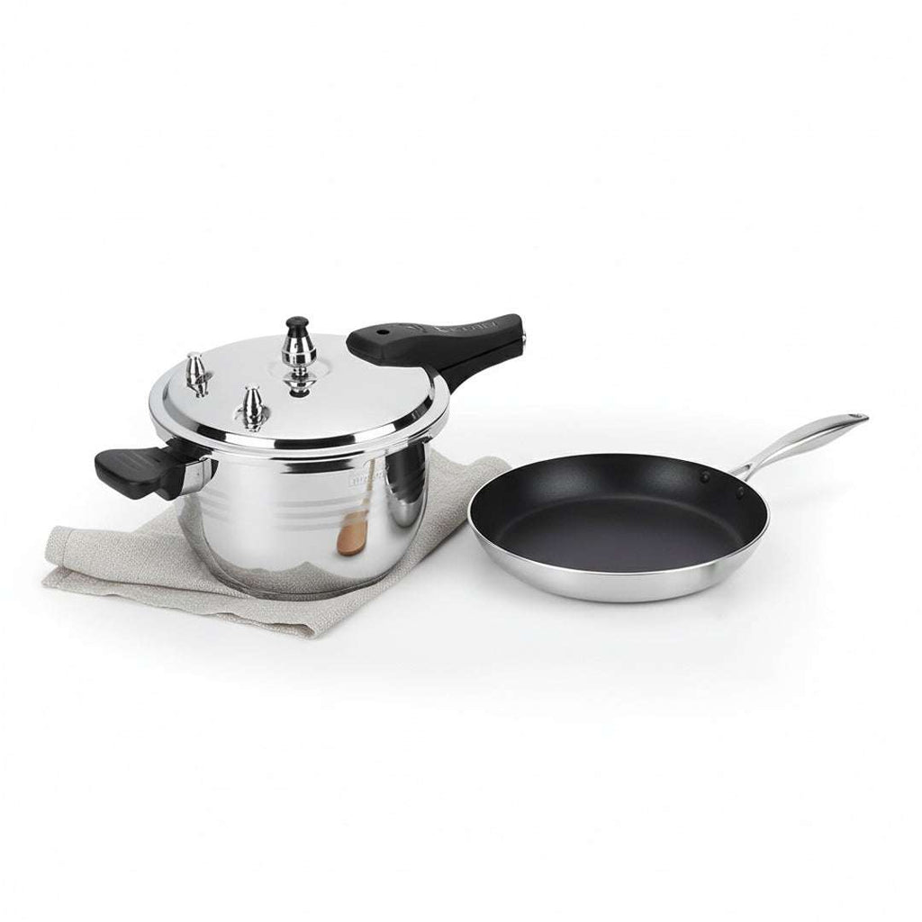 SOGA Kitchenware Bundle – 5L Stainless Steel Pressure Cooker & 28cm Non-Stick Fry Pan $ 215