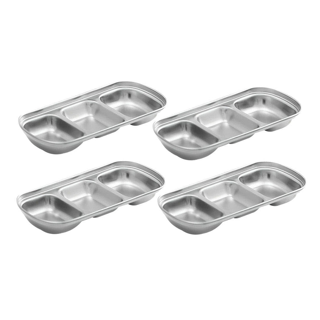 SOGA 26.5cm Silver Sauce Pan with Three Compartments Divided Sauce Dish Kitchen Essential $ 35.50