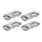 SOGA 26.5cm Silver Sauce Pan with Three Compartments Divided Sauce Dish Kitchen Essential $ 35.50