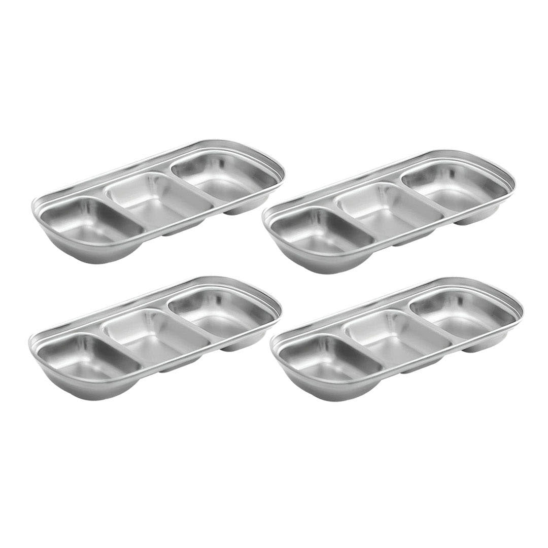 SOGA 26.5cm Silver Sauce Pan with Three Compartments Divided Sauce Dish Kitchen Essential $ 35.50