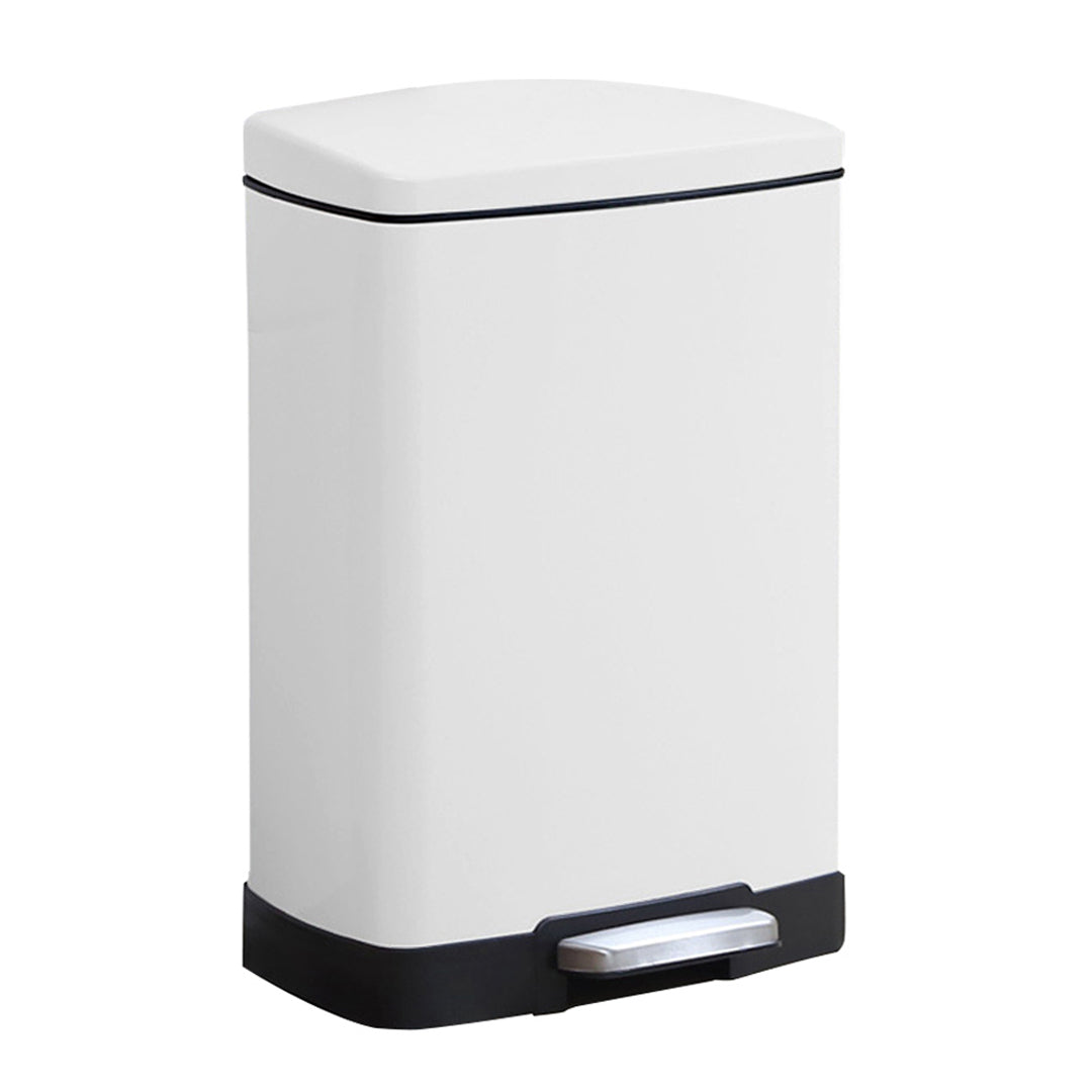 SOGA Foot Pedal Stainless Steel Rubbish Recycling Garbage Waste Trash Bin Rectangular Shape 12L White $ 88.90