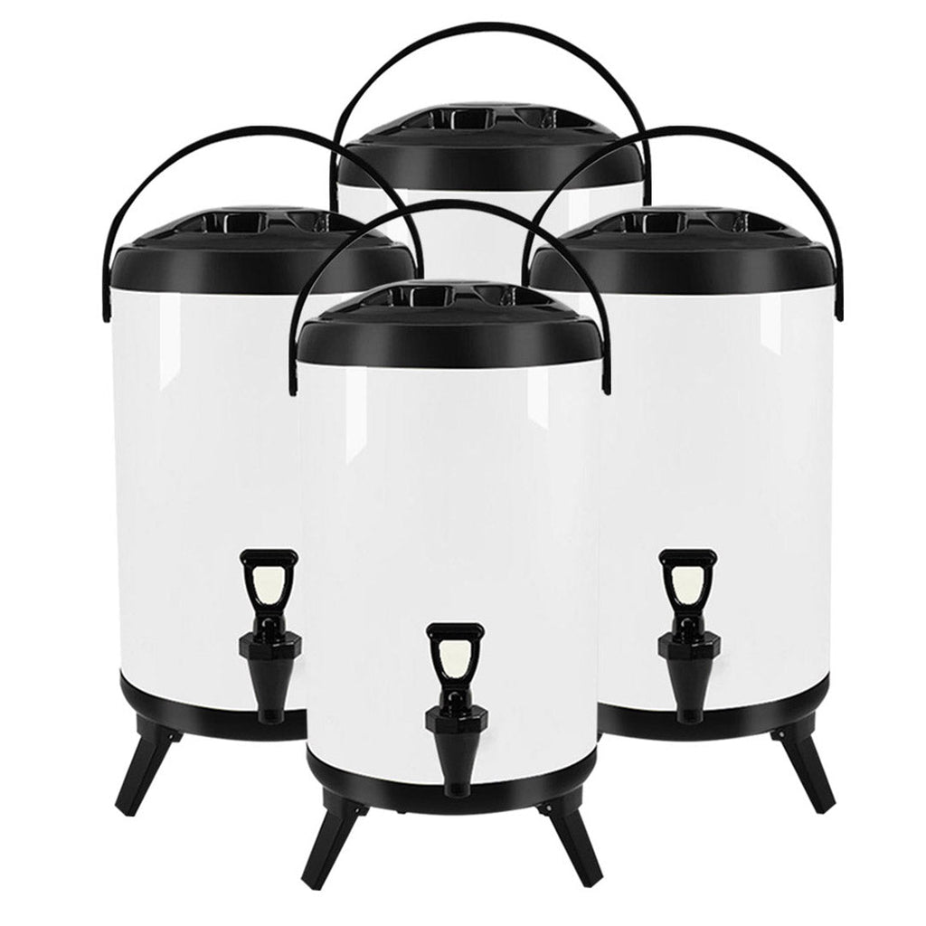 SOGA 4X 8L Stainless Steel Insulated Milk Tea Barrel Hot and Cold Beverage Dispenser Container with Faucet White $ 295.50
