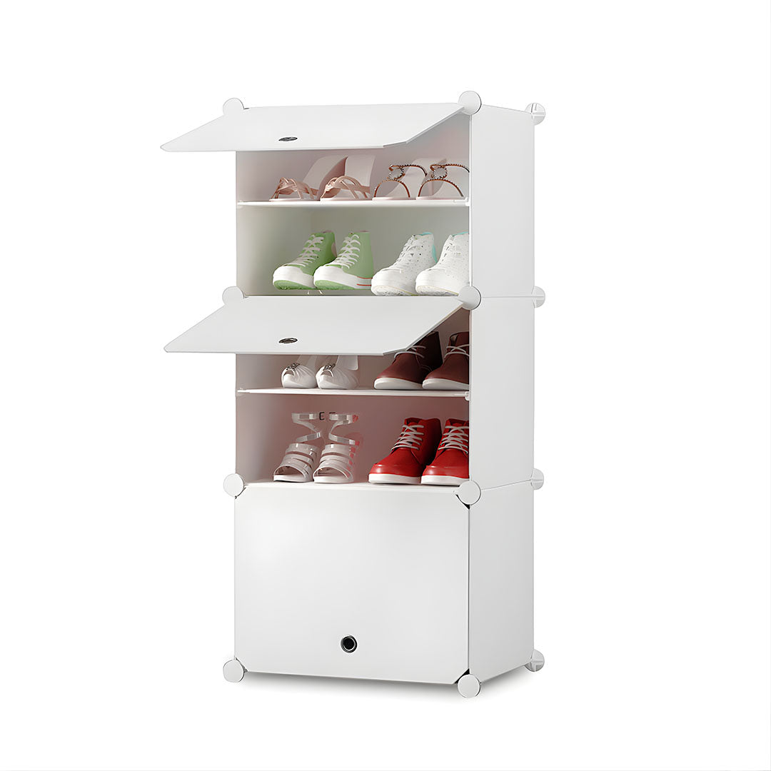 SOGA 5 Tier White Shoe Rack Organizer Sneaker Footwear Storage Stackable Stand Cabinet Portable Wardrobe with Cover $ 46.90