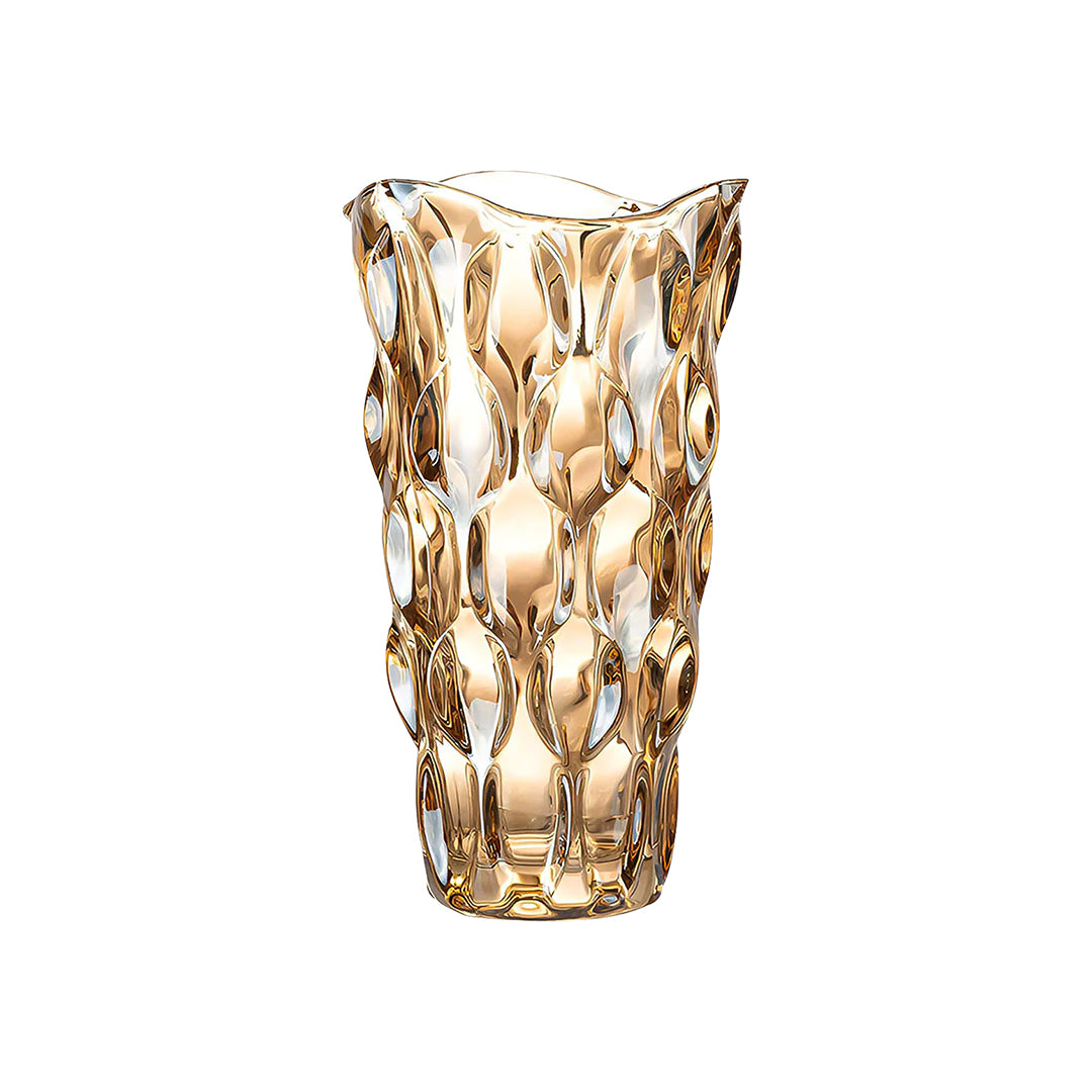 SOGA 29.8cm Golden Amber Glass Crystal Vase Elegant Modern Home Décor