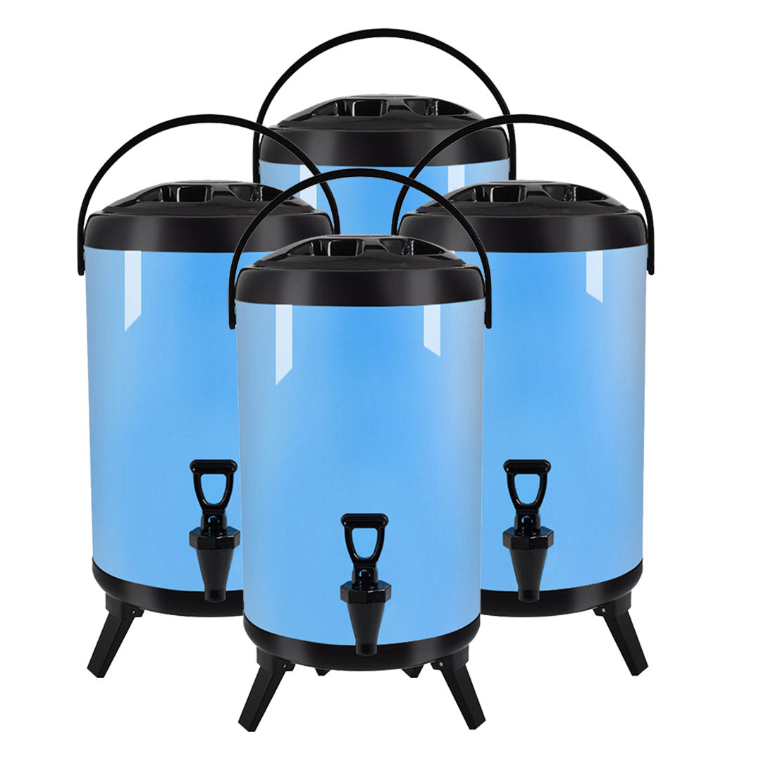 SOGA 4X 10L Stainless Steel Insulated Milk Tea Barrel Hot and Cold Beverage Dispenser Container with Faucet Blue $ 337.90
