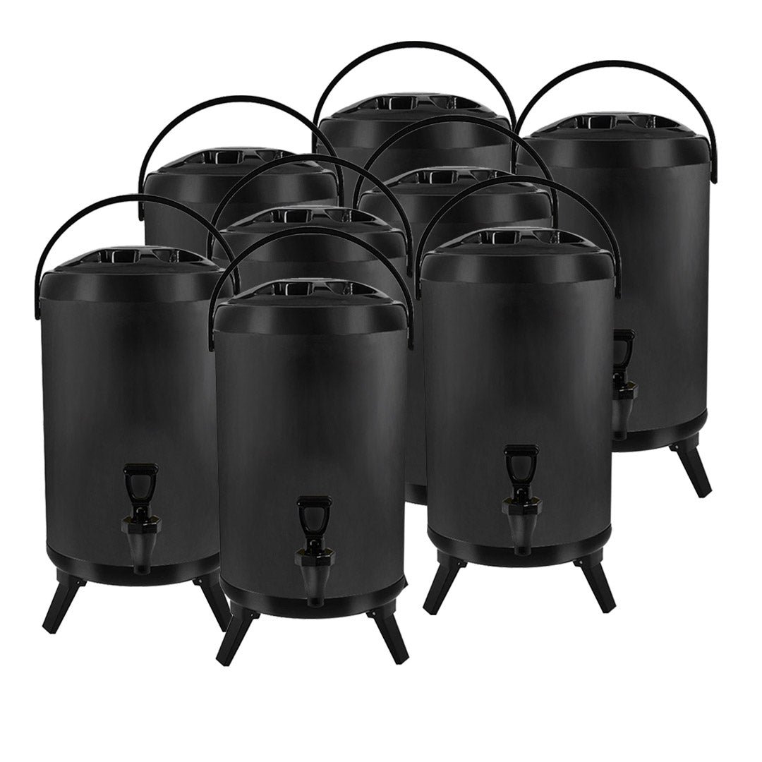 SOGA 8X 10L Stainless Steel Insulated Milk Tea Barrel Hot and Cold Beverage Dispenser Container with Faucet Black $ 660.90