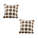 SOGA 2X 45cm Brown Leather Square Pillow with 3D Circle Pattern Decorative Cushion for Living Room