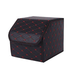 SOGA Leather Car Boot Collapsible Foldable Trunk Cargo Organizer Portable Storage Box Black/Red Stitch Small $ 38.90