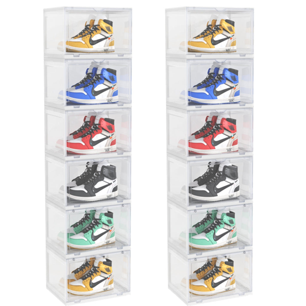 SOGA 2X 6 Tier Transparent Portable Shoe Organiser Sneaker Footwear Folding Plastic Bin Stackable Storage Box with Magnetic Door $ 323.50