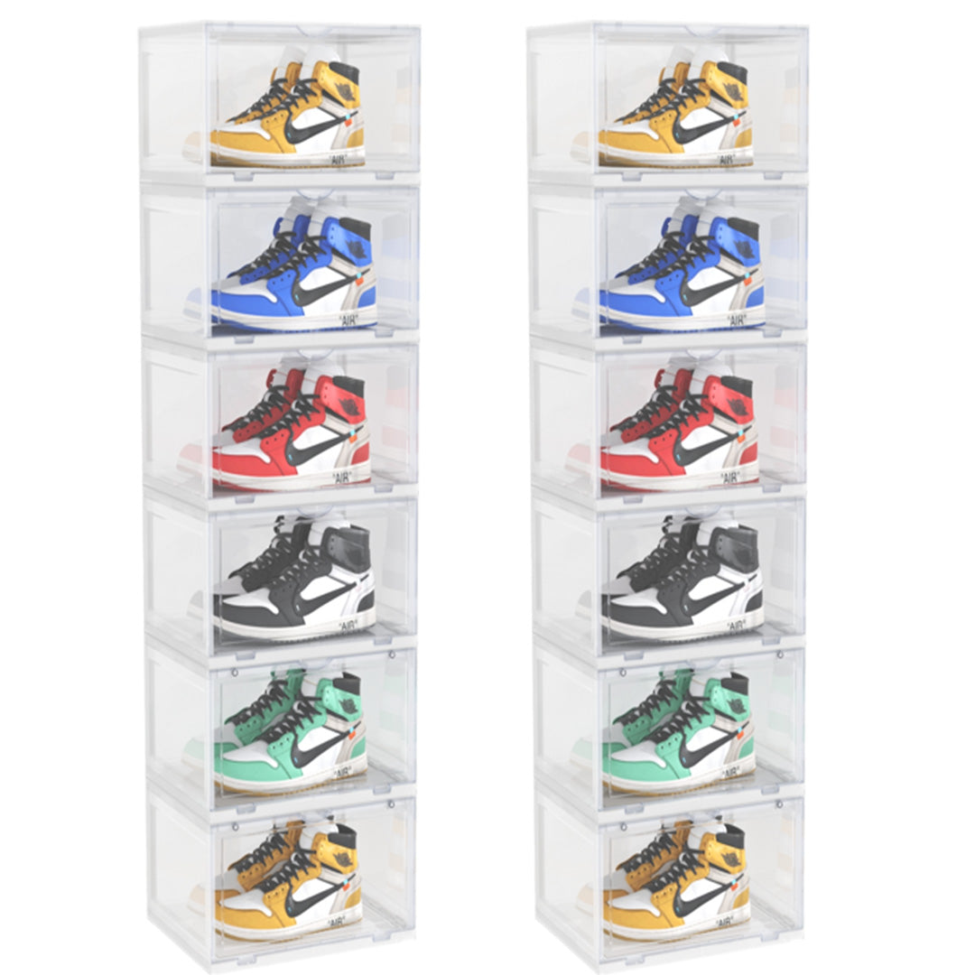 SOGA 2X 6 Tier Transparent Portable Shoe Organiser Sneaker Footwear Folding Plastic Bin Stackable Storage Box with Magnetic Door $ 323.50