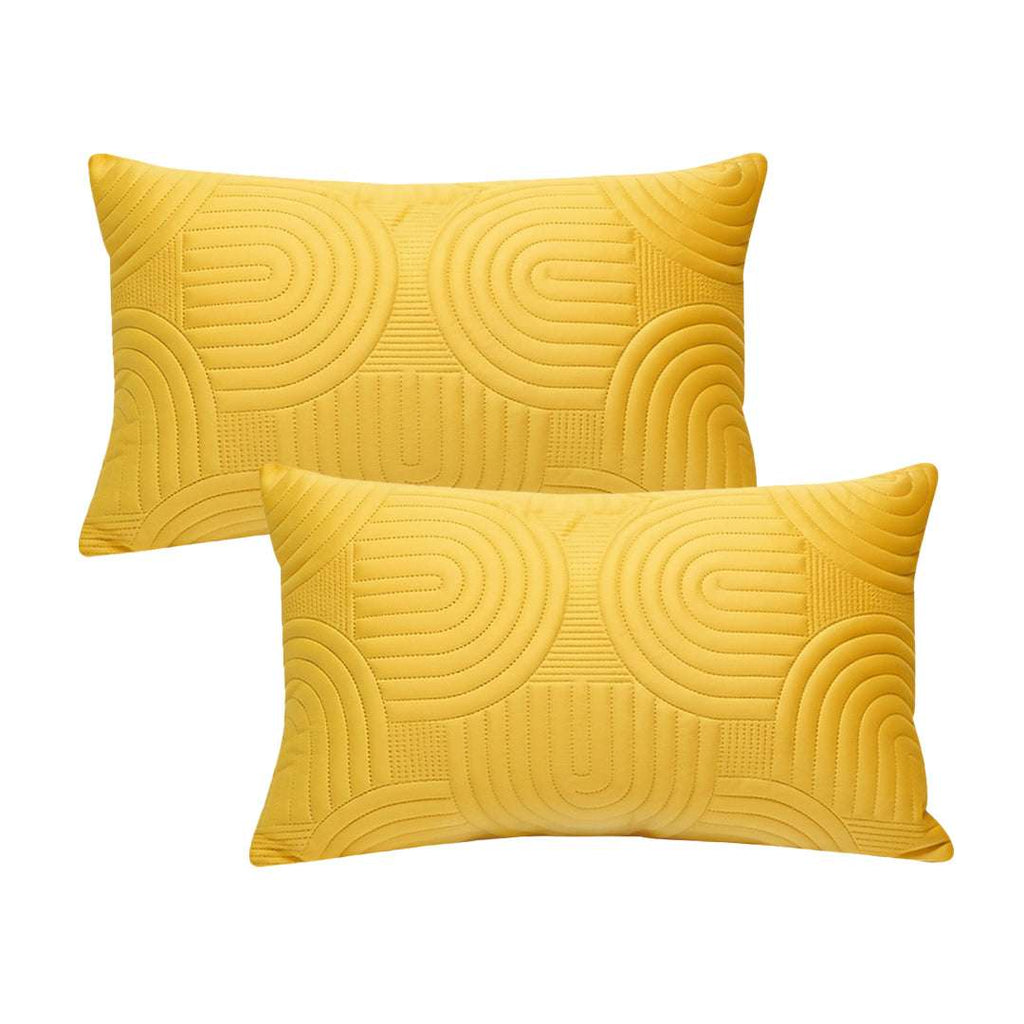 SOGA 2X 30cm Yellow Textured Geometric Pattern Decorative Throw Pillow $ 119