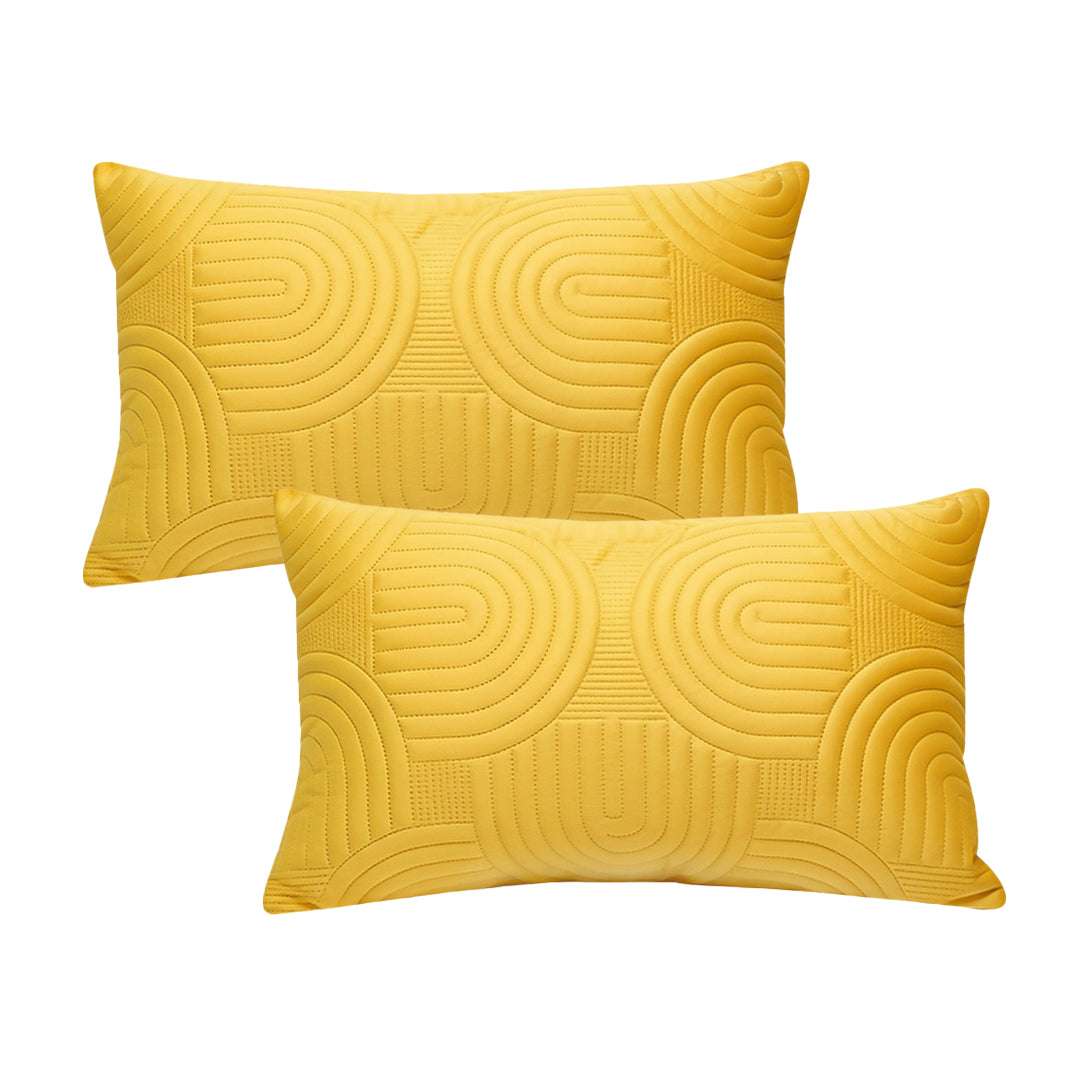 SOGA 2X 30cm Yellow Textured Geometric Pattern Decorative Throw Pillow $ 119