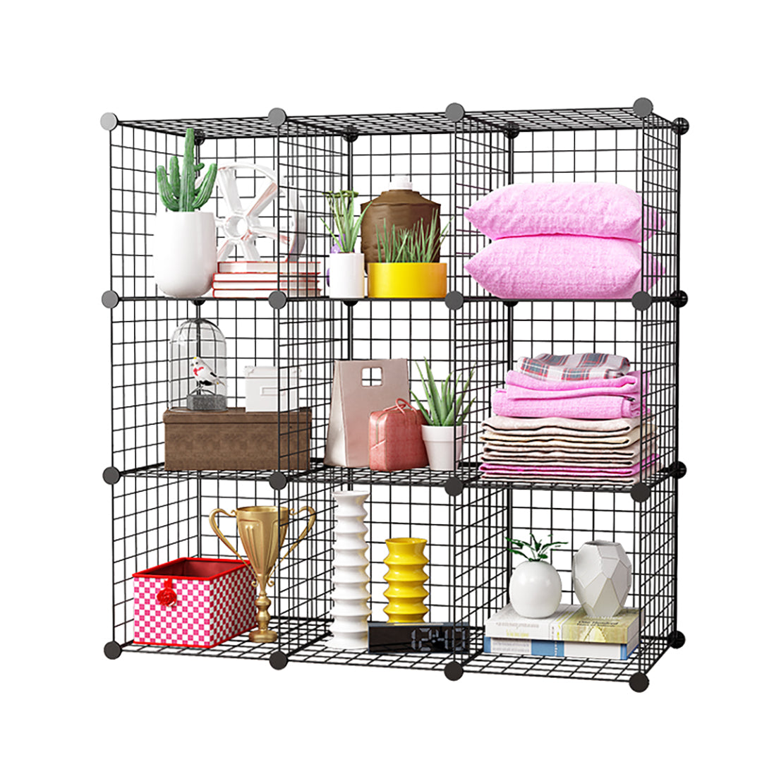 SOGA Black Portable 9-Cube Storage Organiser Foldable DIY Modular Grid Space Saving Shelf $ 99.90