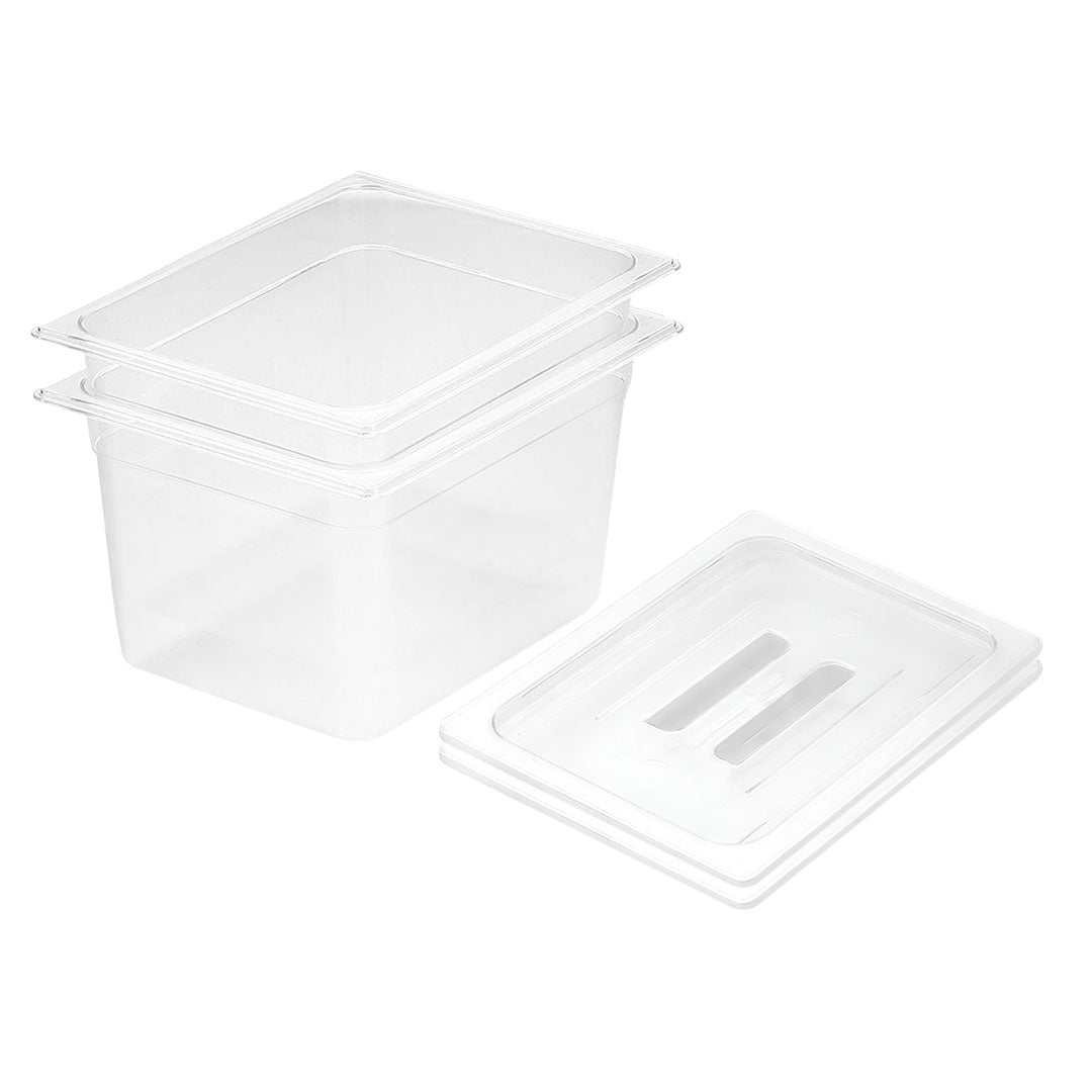 SOGA 200mm Clear Gastronorm GN Pan 1/2 Food Tray Storage Bundle of 2 with Lid $ 96.50