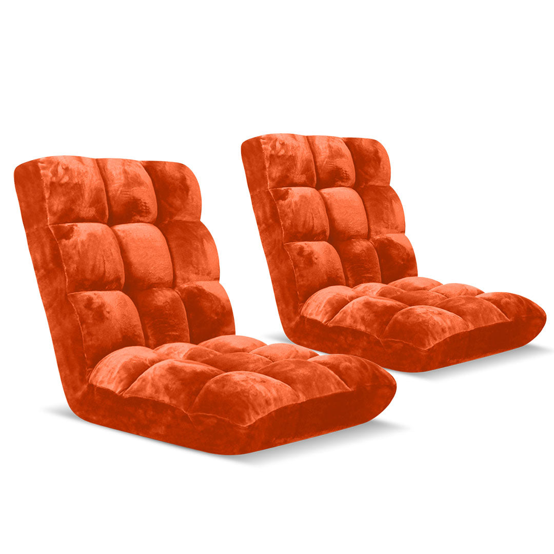 SOGA Floor Recliner Folding Lounge Sofa Futon Couch Folding Chair Cushion Orange x2 $ 183.50