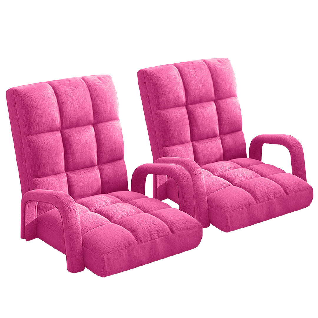 SOGA 2X Foldable Lounge Cushion Adjustable Floor Lazy Recliner Chair with Armrest Pink $ 409.50